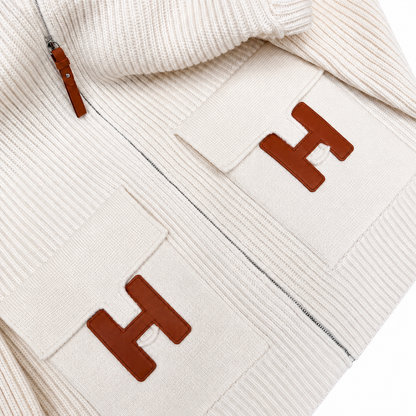 “H“ Rib Zip Knit Cardigan